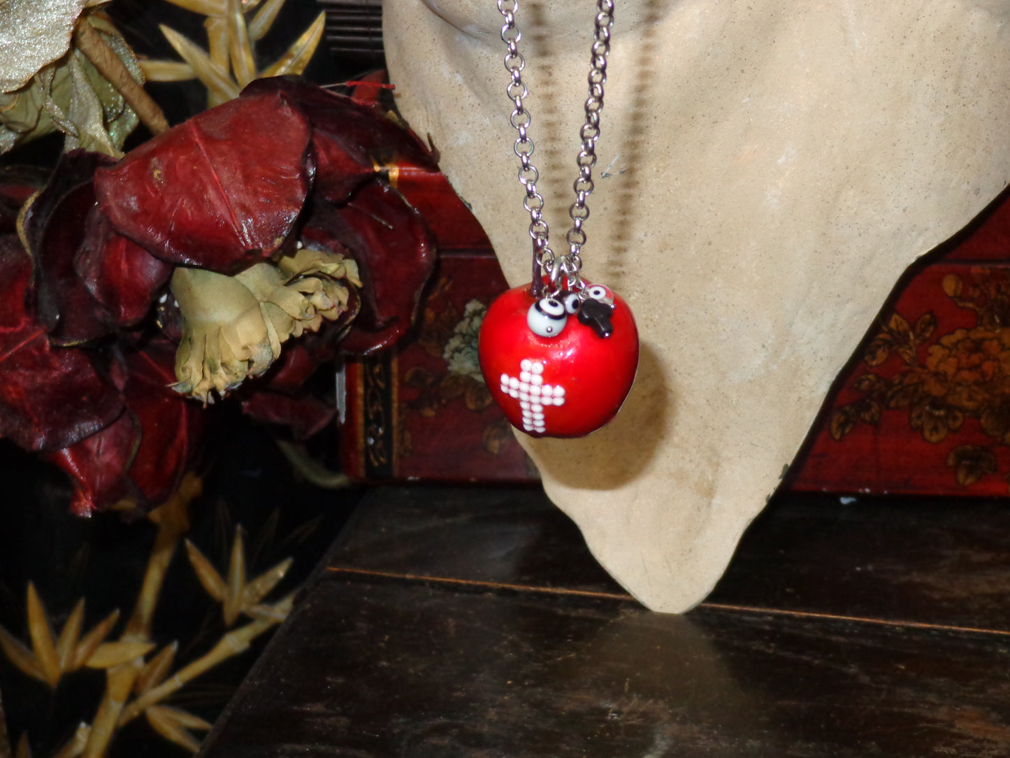 cross charm apple necklaces