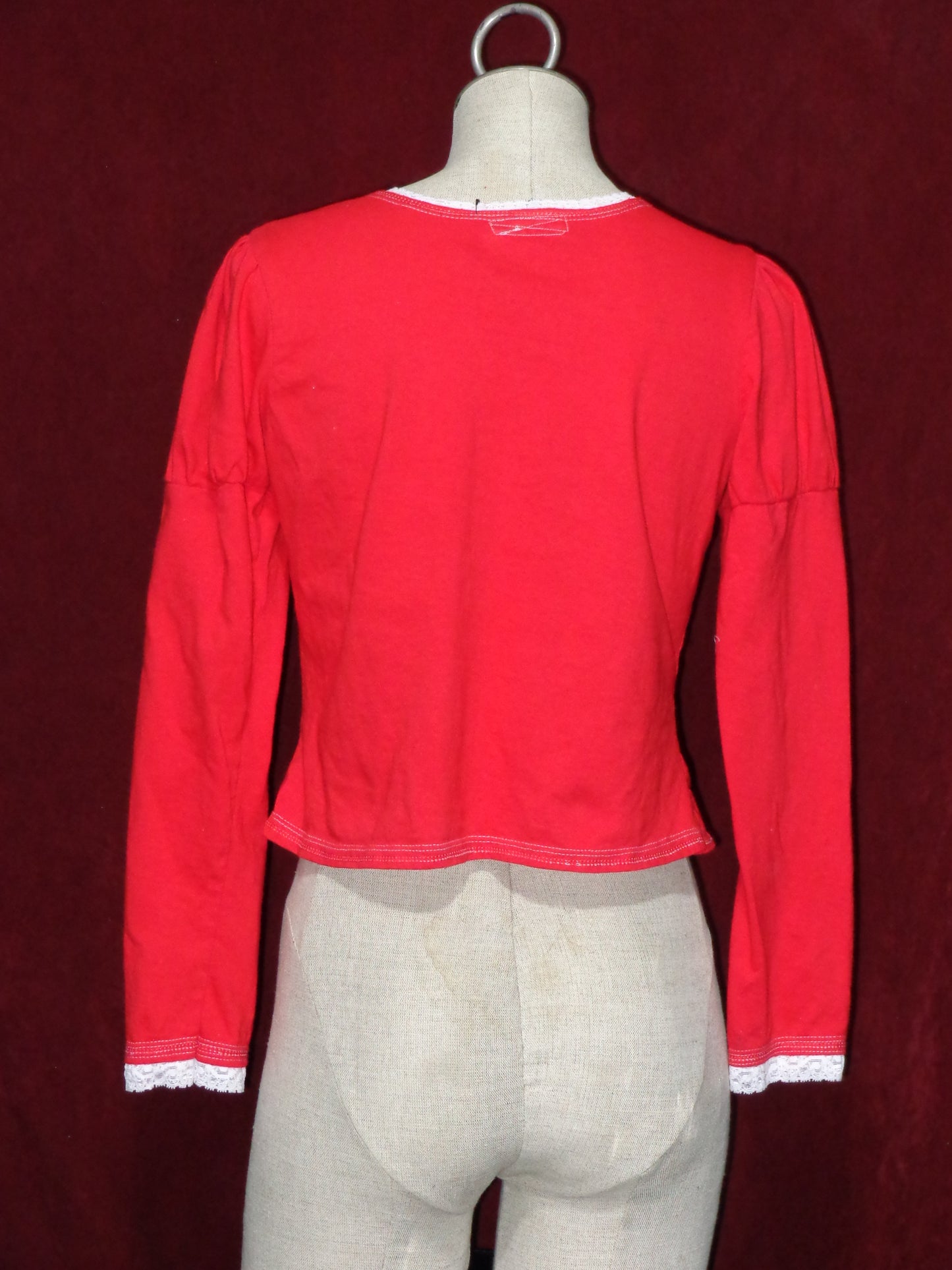 "false musette" Red x White longsleeve cutsew XL