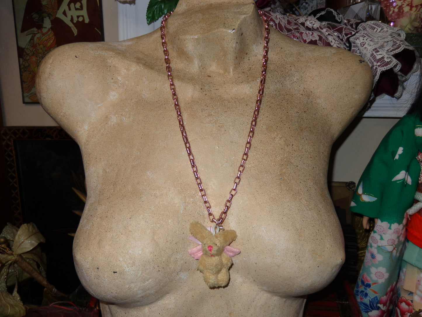 angel bunny plush necklace