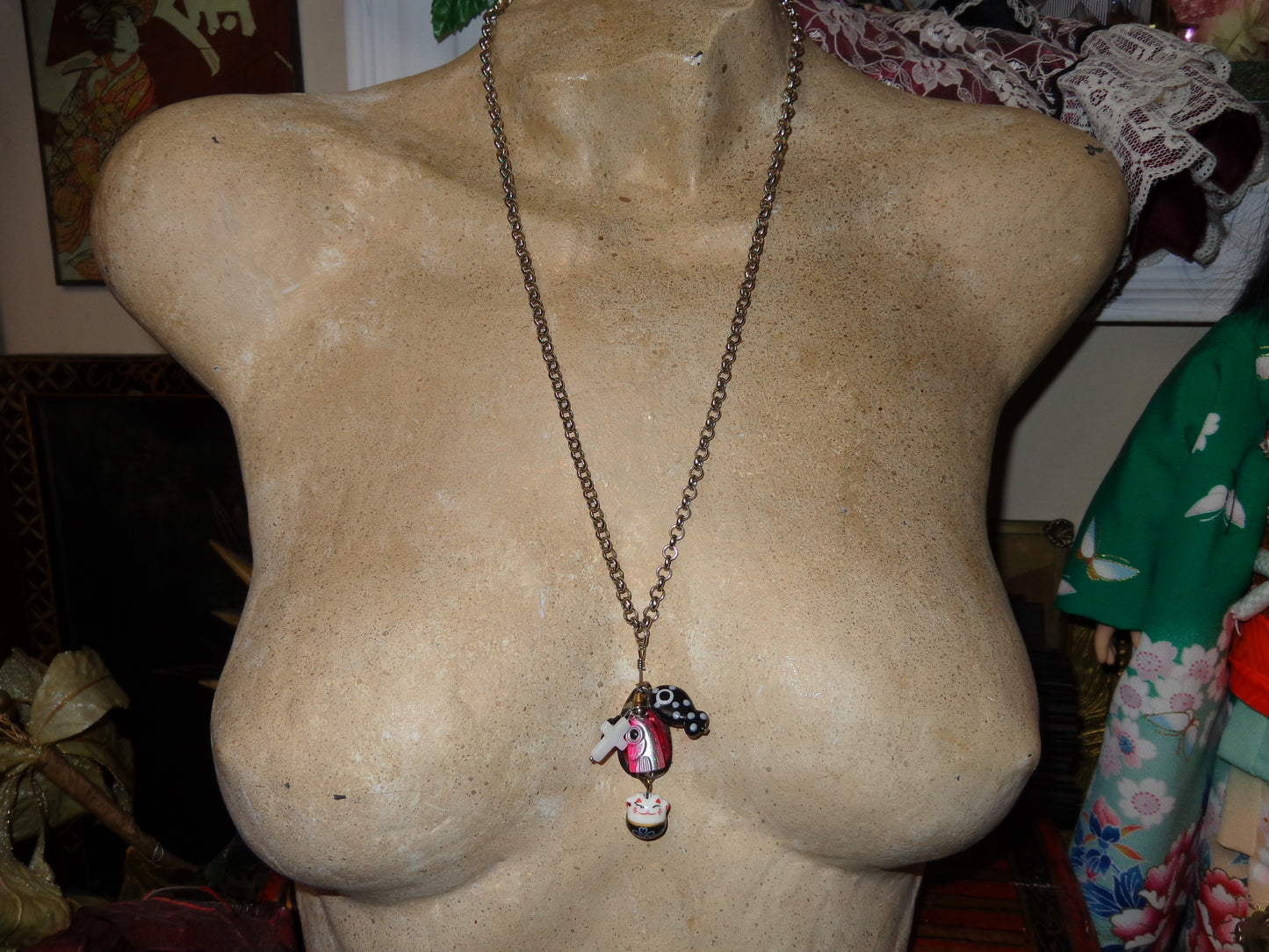 pink fish charm necklace