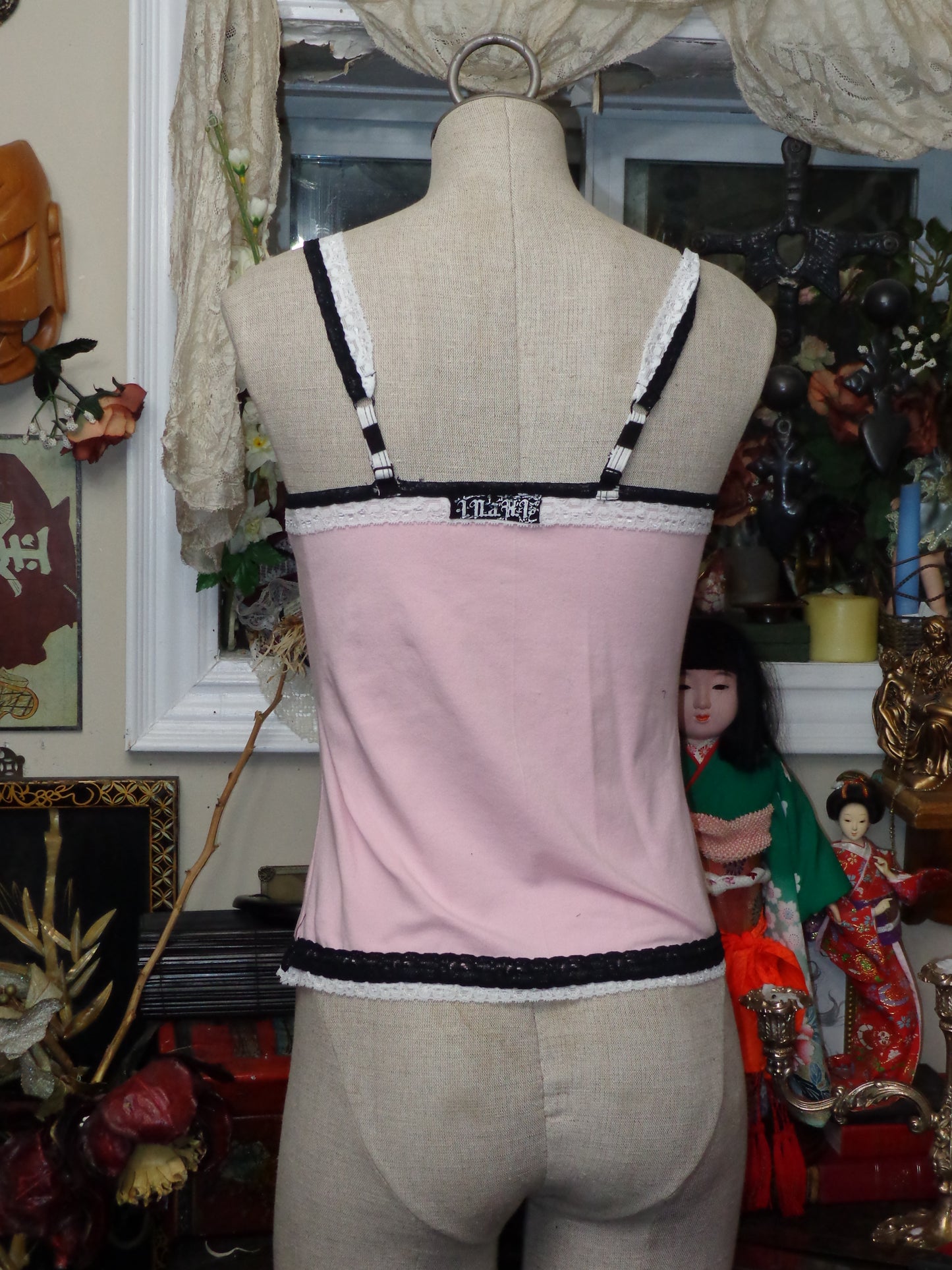 pink x black crucifixion print camisol