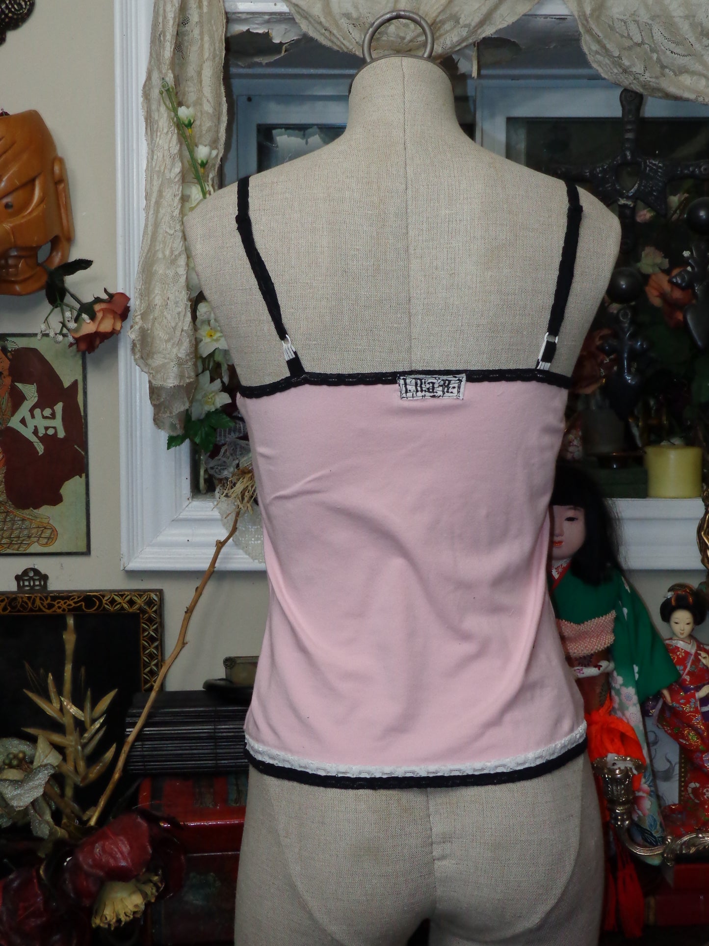 pink x black false musette camisol