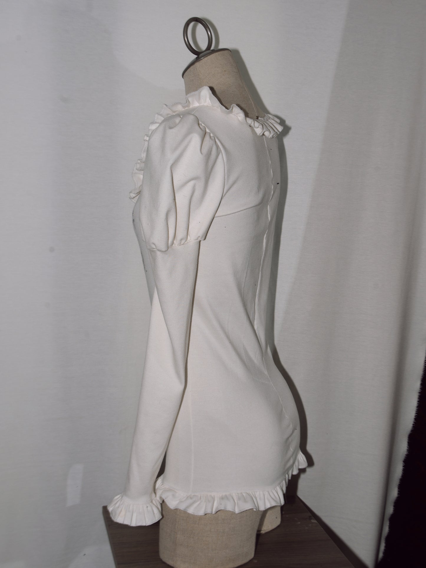 white x black crown print frill cutsew