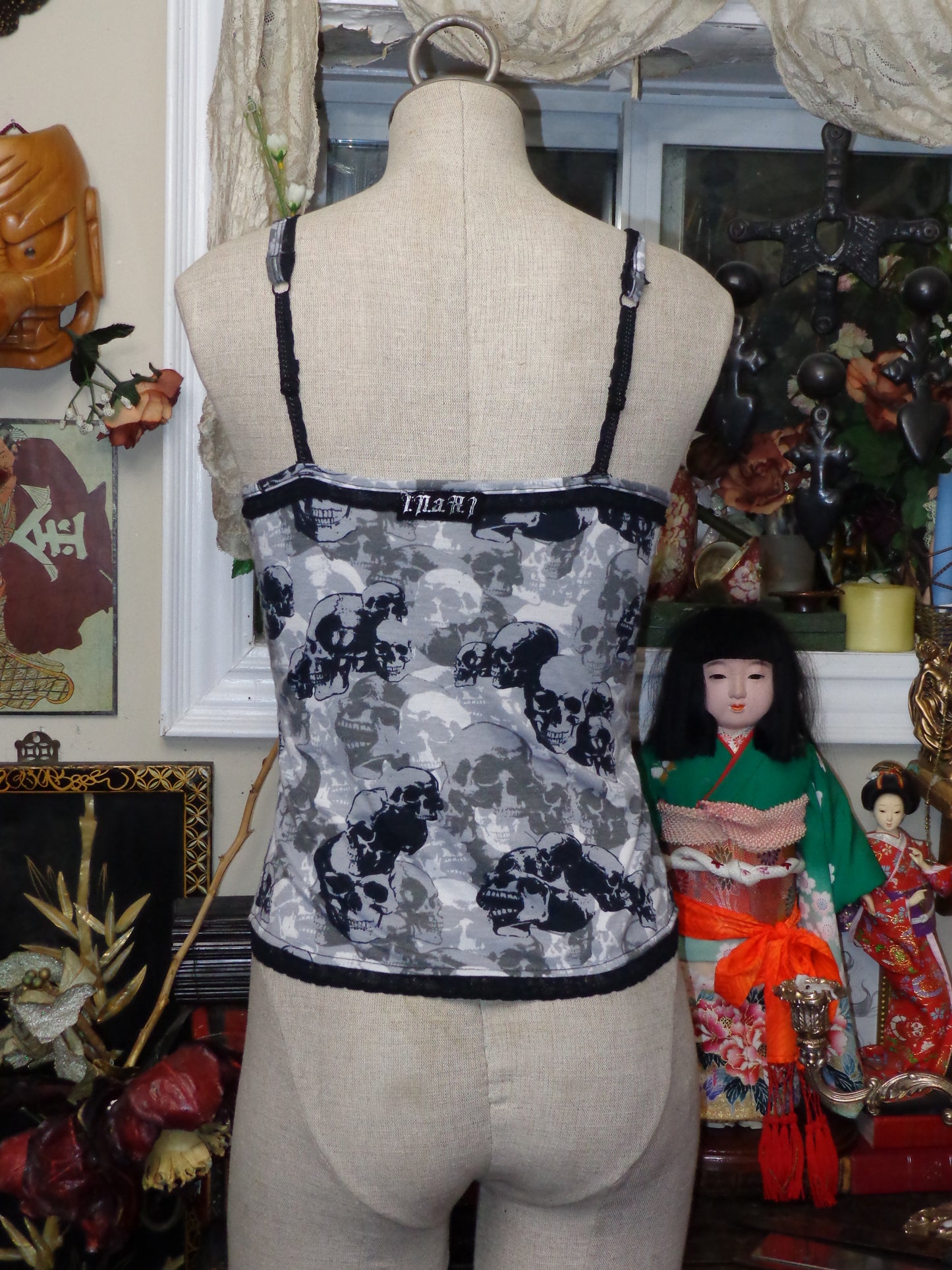 grey skull crucifixion camisol