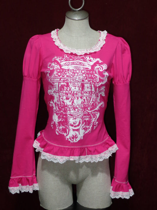 "false musette" Magenta x White longsleeve cutsew