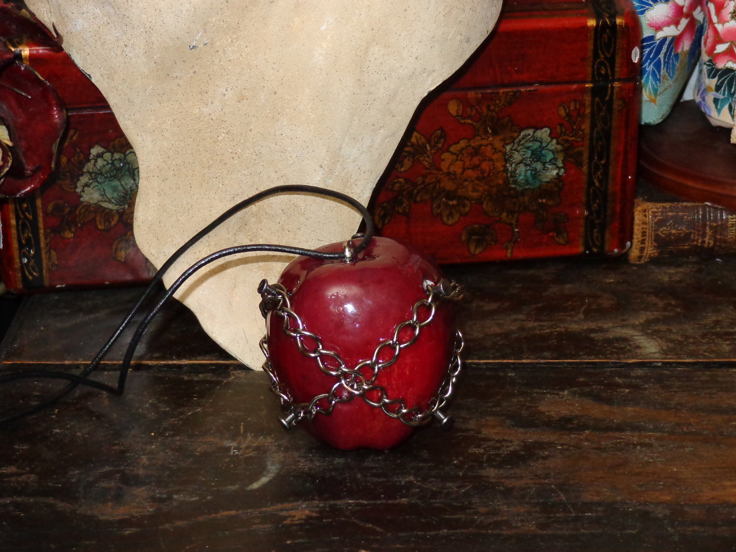 large chained apple necklace