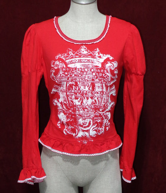 "false musette" red x White longsleeve cutsew