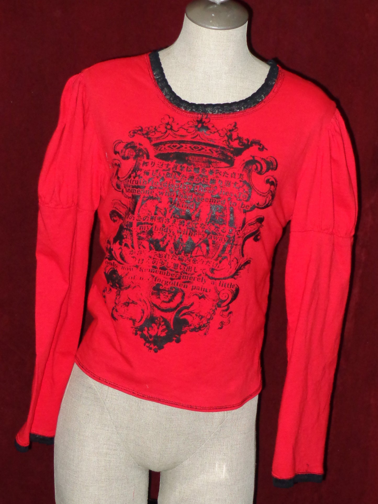 "false musette" Red x Black longsleeve cutsew XL