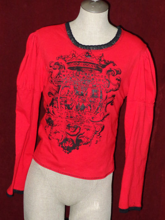 "false musette" Red x Black longsleeve cutsew XL