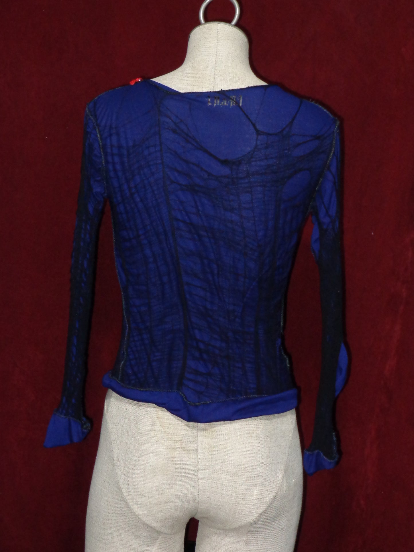 Blue x Black distressed Web top
