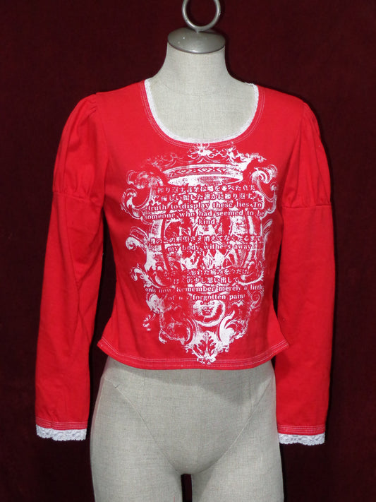 "false musette" Red x White longsleeve cutsew XL
