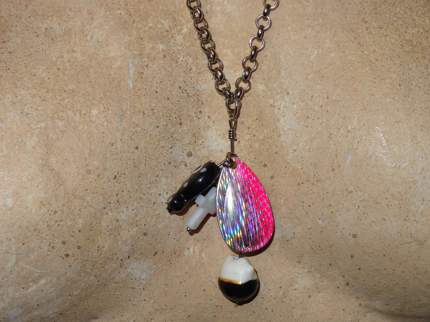 pink fish charm necklace