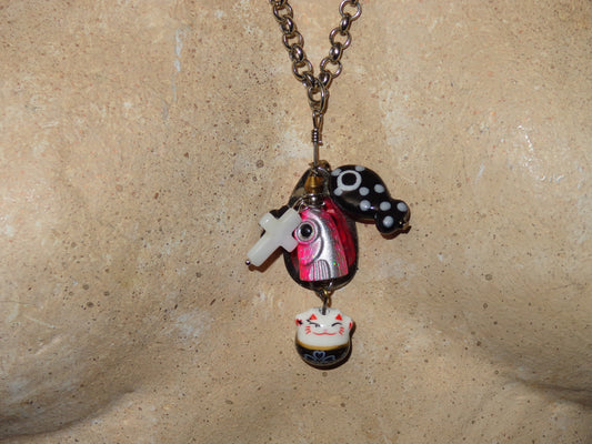 pink fish charm necklace