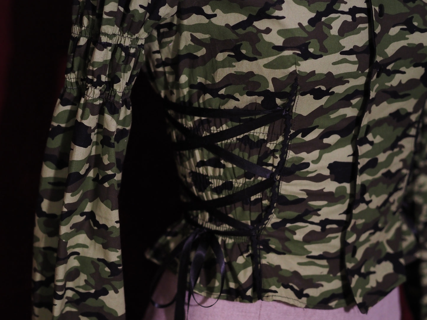 Green Camo Long-sleeve Blouse