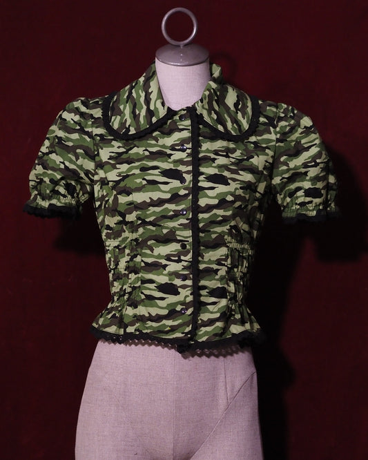 Green Camo short-sleeve Blouse
