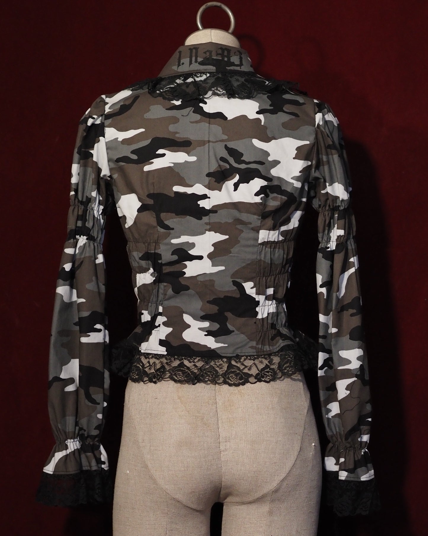 Urban Camo Long-sleeve Black Raschel lace Blouse