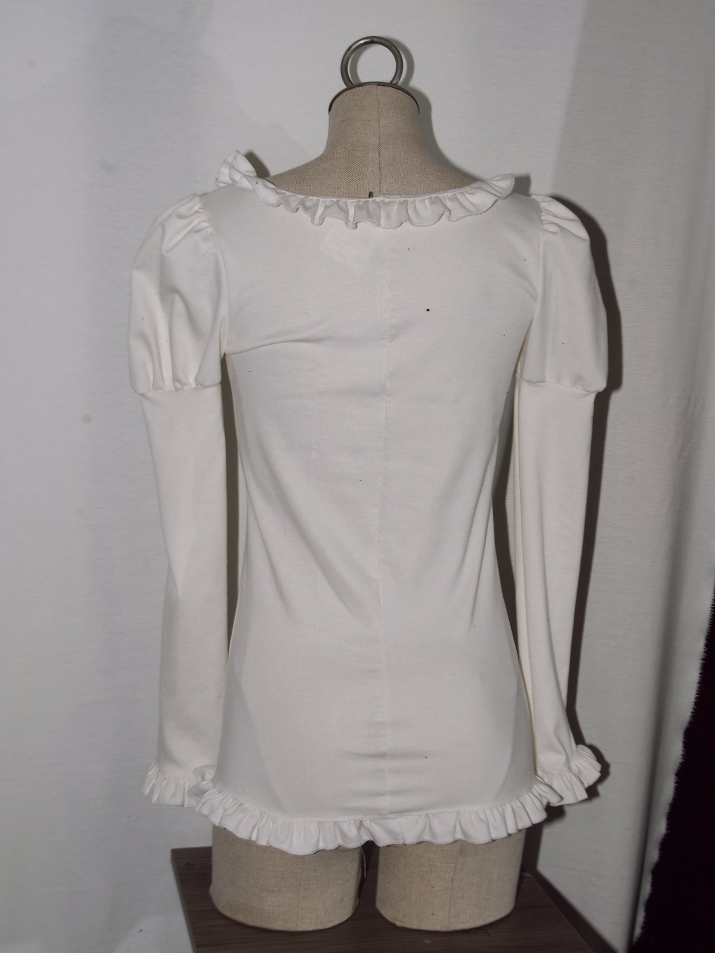 white x black crown print frill cutsew