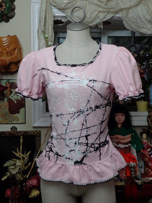 pink x black x white cutsew