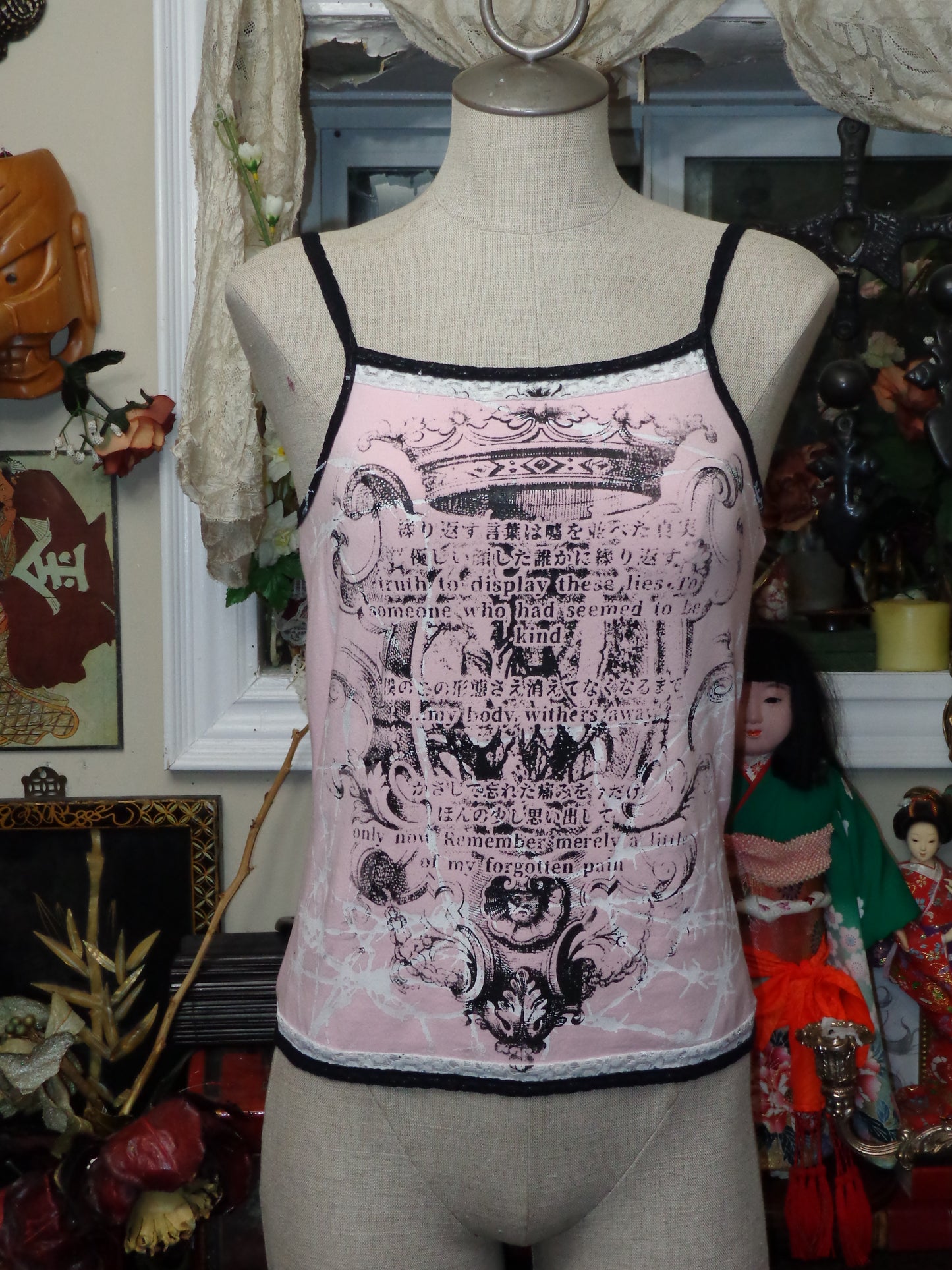 pink x black false musette camisol