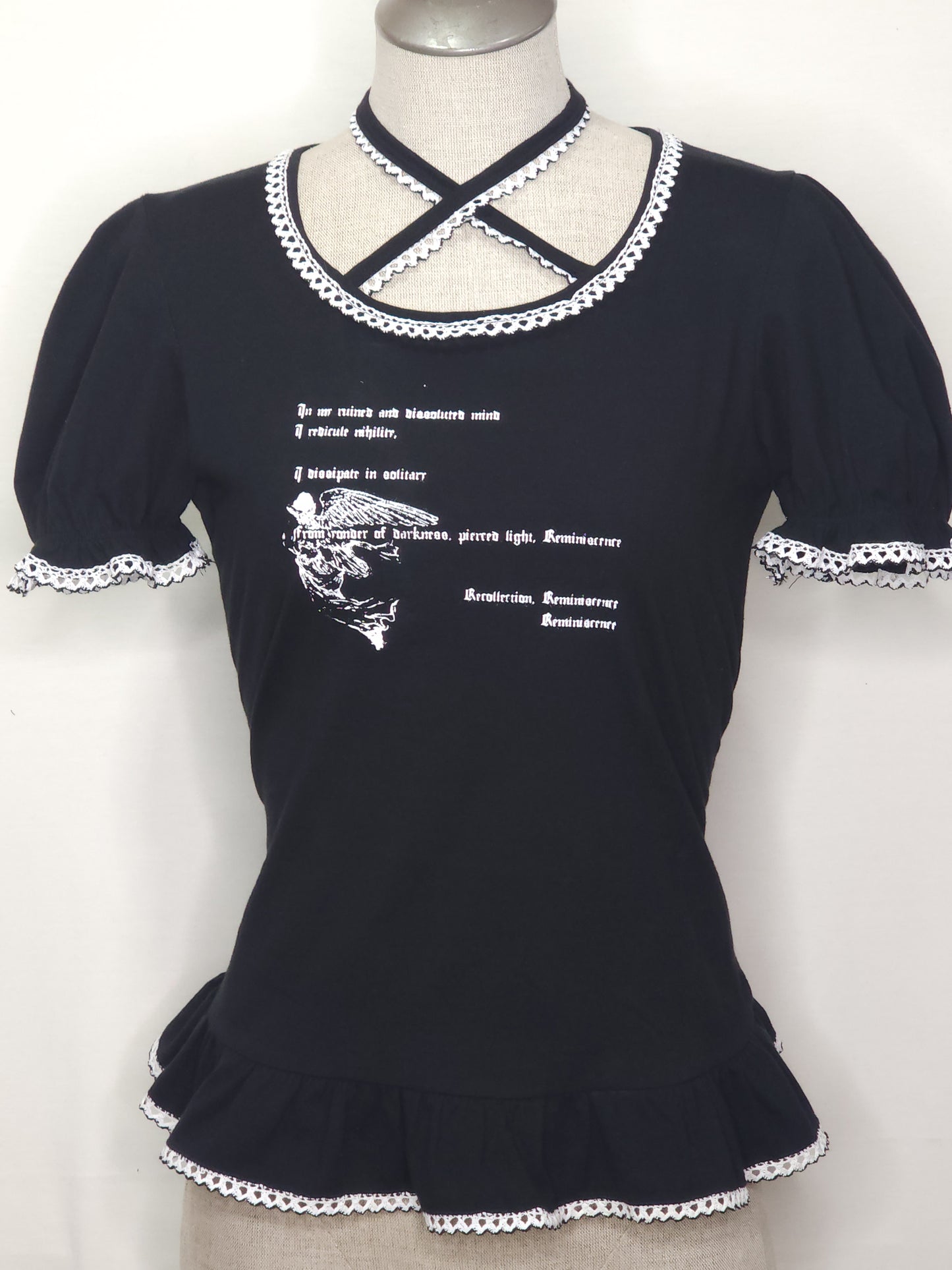 black x white laced reminiscence cutsew