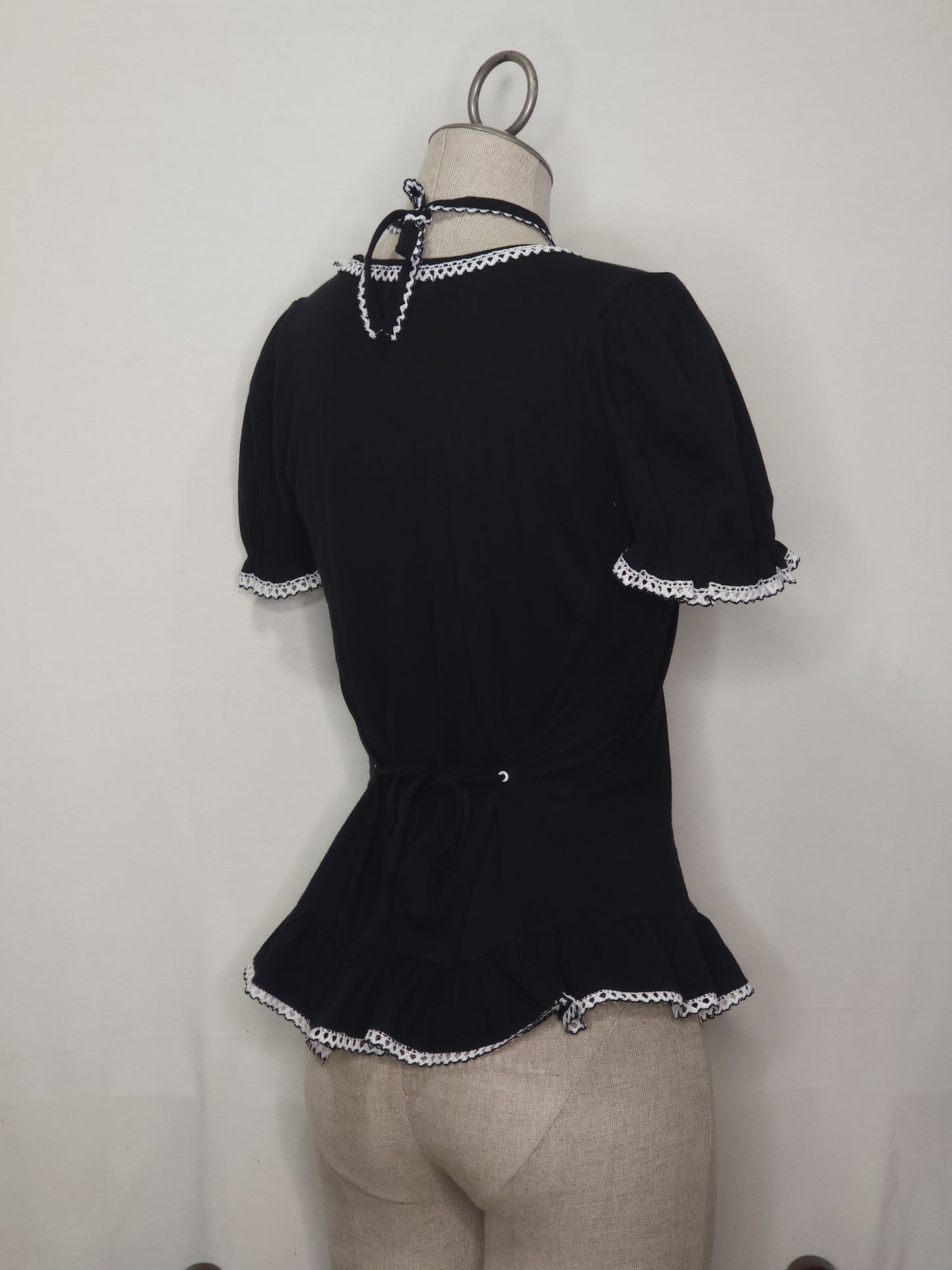 black x white laced reminiscence cutsew