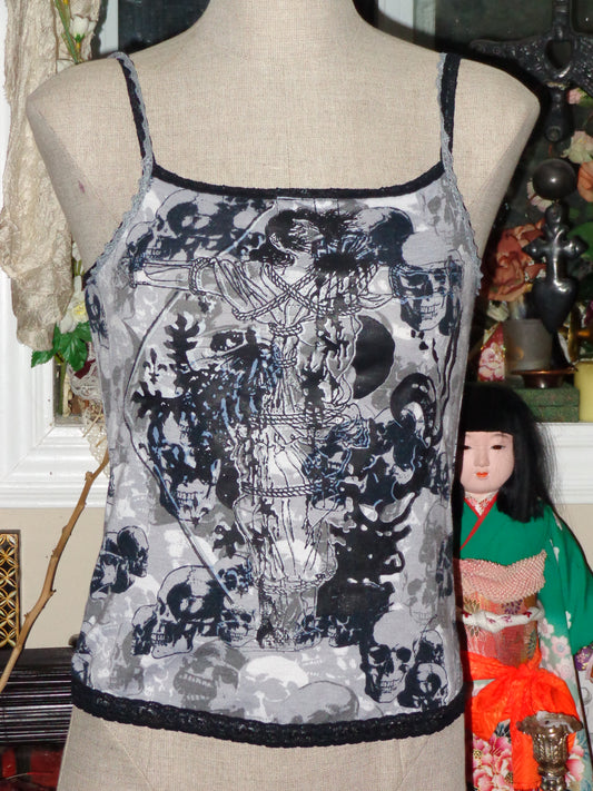 grey skull crucifixion camisol (lace straps)