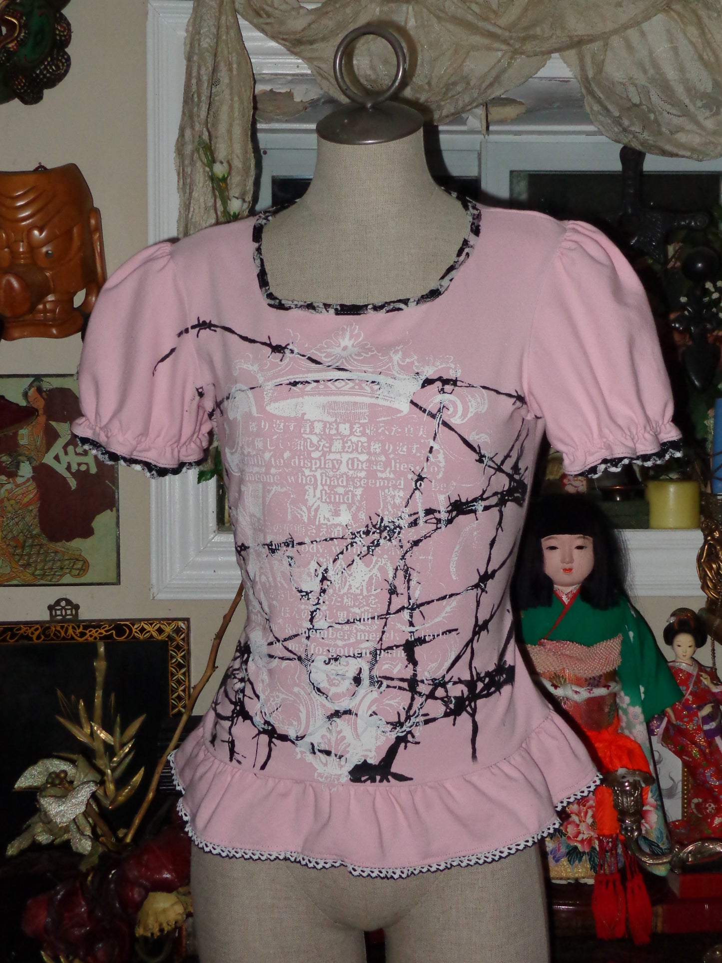pink x black x white cutsew