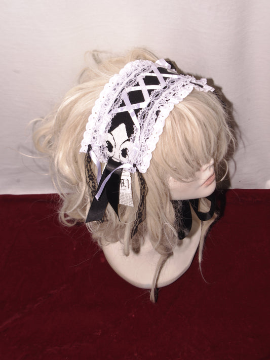 bl×wh fleur de lis print headdress