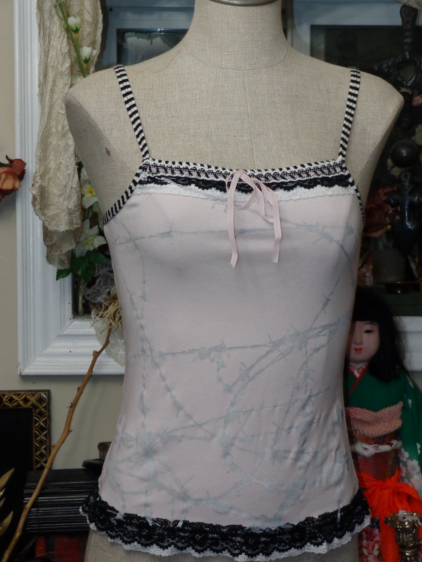 pale pink x strip barbed wire camisol