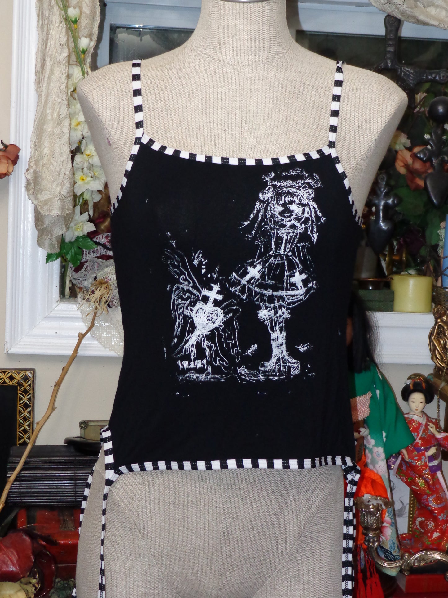black x stripe pet seraphim camisol