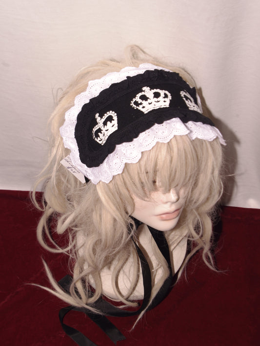 black x white crown print headdress