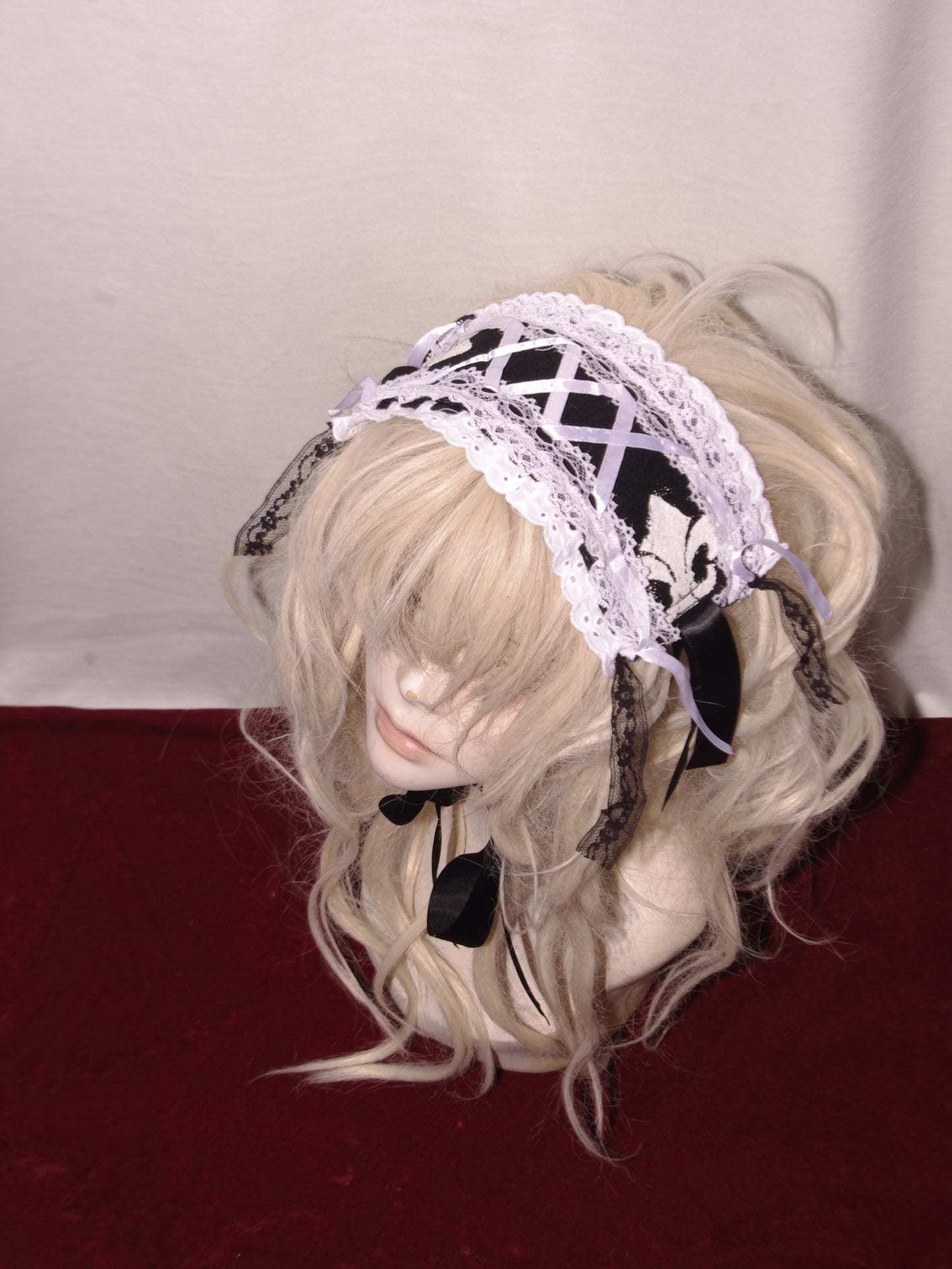 bl×wh fleur de lis print headdress